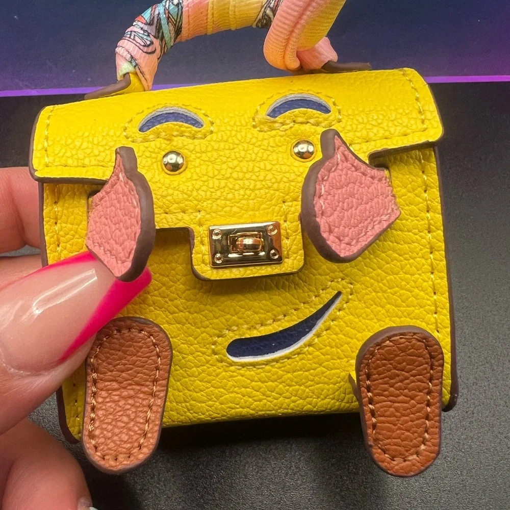 Yellow Mini Bag with Pink and Brown Accents - Picture 2 of 8